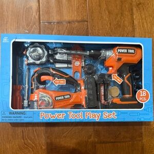 NWT Orange and Black Power Tool Play Set for Kids 18 pieces